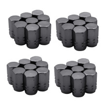 32 Pièces Pneus Tige de Valve Bouchons de Valve de Roue Couvre Bouchon de Pneu Anti-Poussière pour Voiture, Gris Titane de Forme Hexagonale