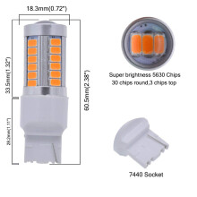 20x 7440, T20 LED Bulbs Amber Yellow 900 Lumens Super Bright Turn Signals Light Brake Stop Parking Light