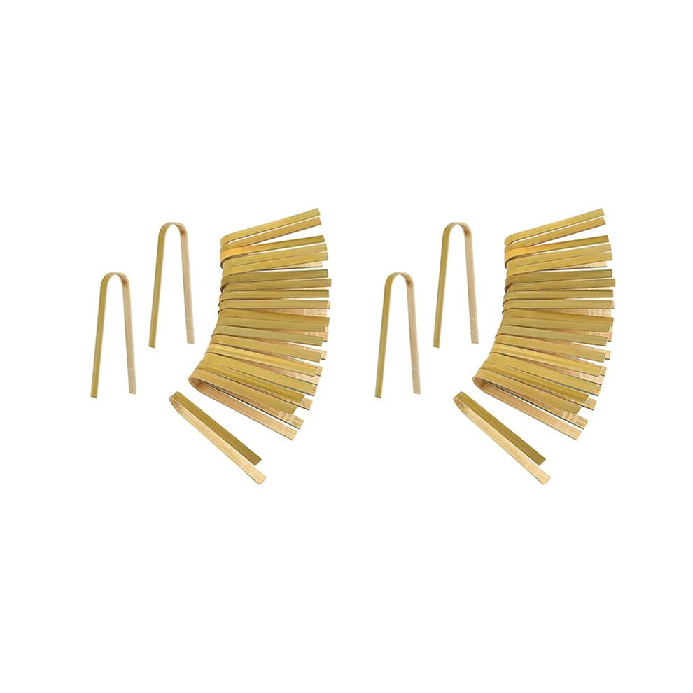 Semoic 100Pcs Tongs Disposable Cooking Utensils Bamboo Tongs Natural Toast Tongs For Cooking