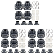 12x Raccordo per Paratia In PVC da 3/4 Pollici con Tappi, Adattatore per Tubo da Giardino con Kit di Fascette, Connettore per Serbatoio 'Acqua,