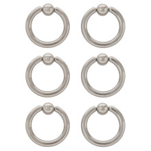 3 Pair Stainless Steel Captive Bead Ear Rings Hoop BCR Studs Piercing Jewelry Steel Color, 8G(3.2mm)X16mm
