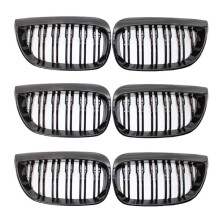 3 Paar Vordere Niere Doppellinien Gitter Sport Grill Ersatz für E81 E87 E88 1Er 2004-2007 GLOSS Schwarz