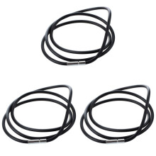 3 Stücke 3mm Schwarz Gummischnur Halskette mit Edelstahl Verschluss-25.5 Zoll