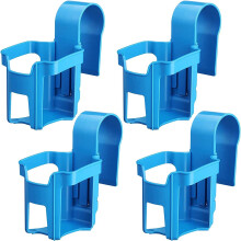 Above Ground Pool Cup Holder Set of 4 Blue, ClipOn Drink Holders for 2 Inch Round Rails