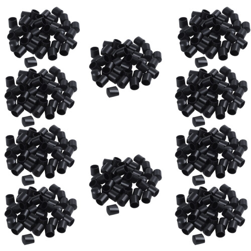 Rubber Caps 400-Piece Black Rubber Tube Ends 10mm Round