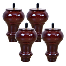 Solid Wood Furniture Legs Set of 4 Durable Round 6cm Height Sofa and Cabinet Replacement