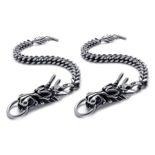 2X Schmuck Herren Armband, Edelstahl Drachen, Biker, Schwarz-Silber