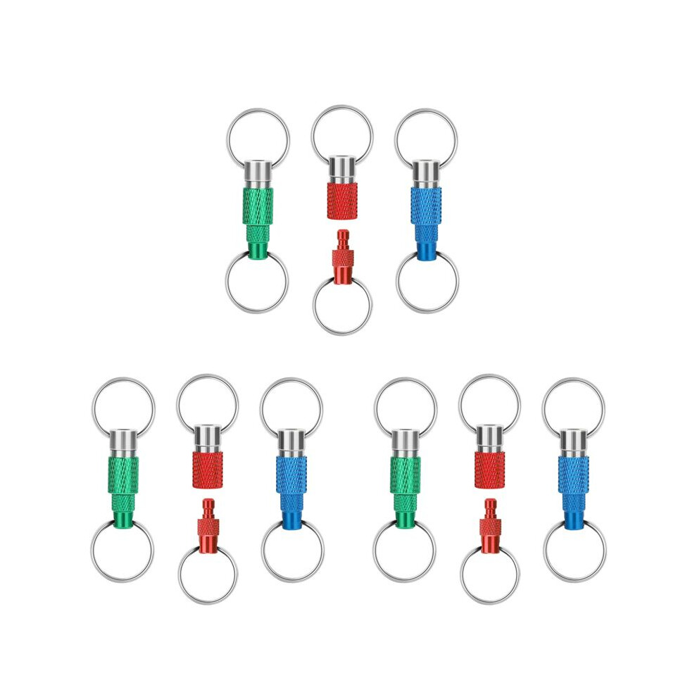 9Pcs Quick Release Detachable Keychain, Double Rings Pull Apart Keychain, Spring Split Snap Seperate Keychain 6034127399086