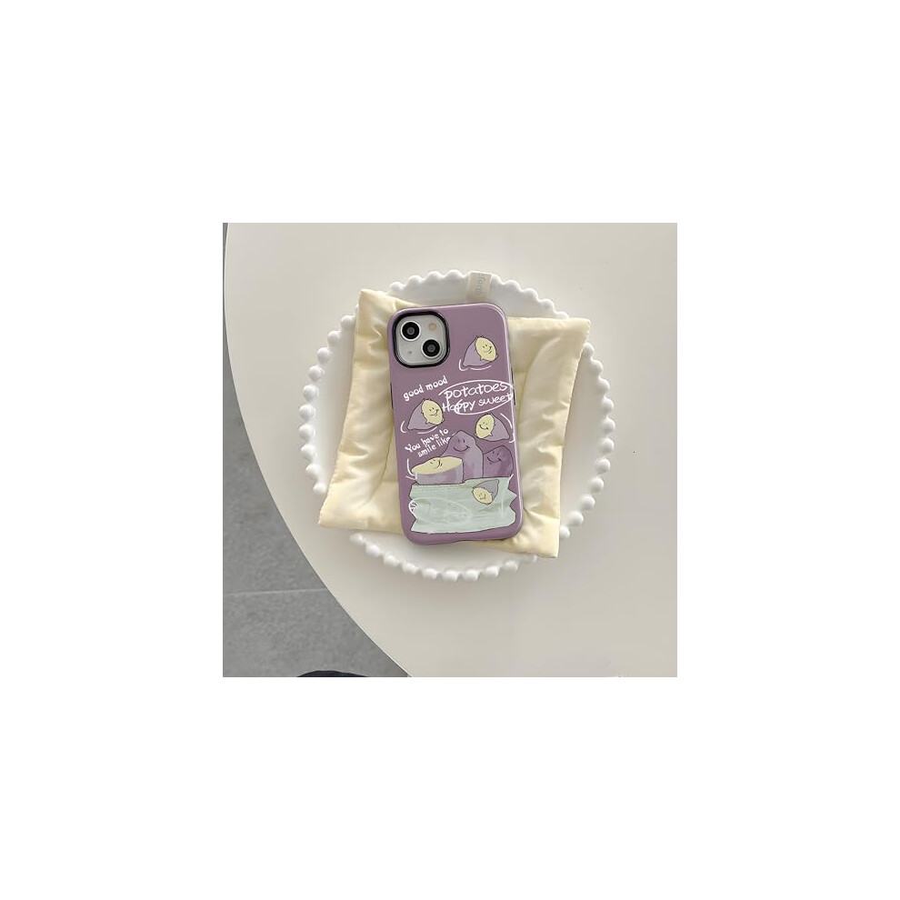 Lilac Botanical Case For Iphone 13 Korean Style Glossy Cover With Duallayer Shock Protection And Lanyard Purple 9771547625056