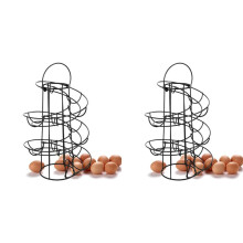 2X Küchen-Eierregal, Spiral-Eierkorb, Praktisches Eier-Aufbewahrungsregal Aus Eisen, Aufbewahrungsregal Schwarz