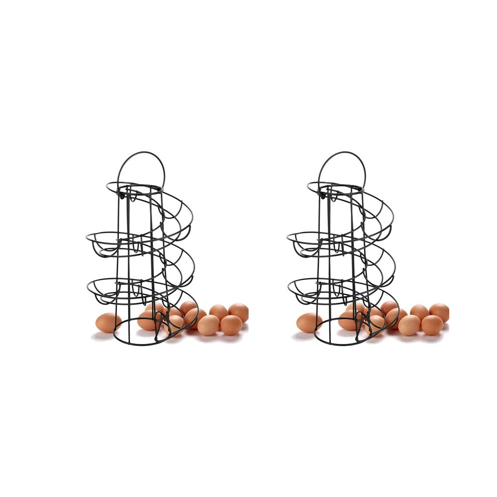 2X Kitchen Egg Rack, Spiral Egg Basket, Iron Practical Egg Storage Rack, Storage Rack Black 4711274977153