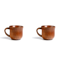 2X Holztasse, Massivholztasse, Massivholz, Wasser, Teetasse für Küche, Wohnzimmer A