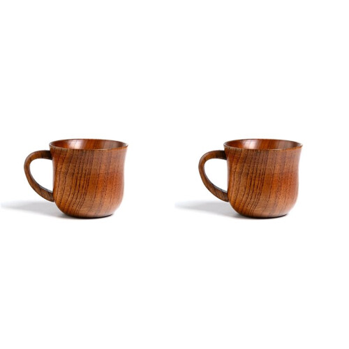 2X Wooden Cup Solid Wood Cup Solid Wood Water Tea Cup for Kitchen Living Room A