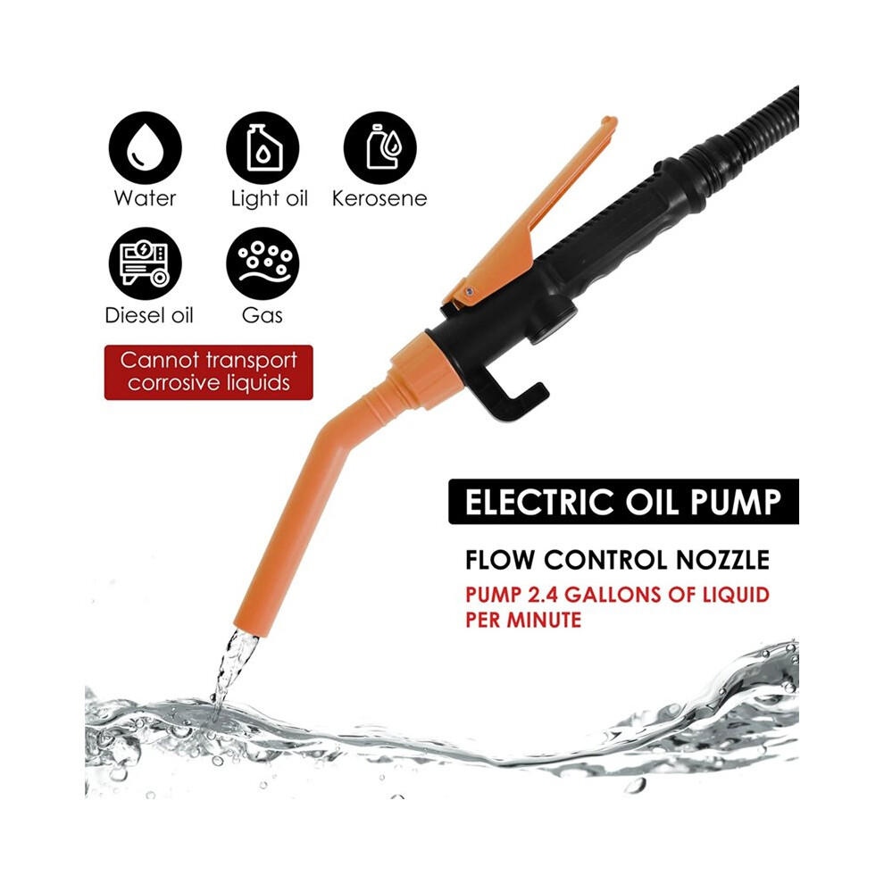 4X Liquid Transfer Pump Transfer Pump With Flow Control Nozzle 2.4 Gallons Portable Efficient Fuel Transfer Pump Orange 6032756164389