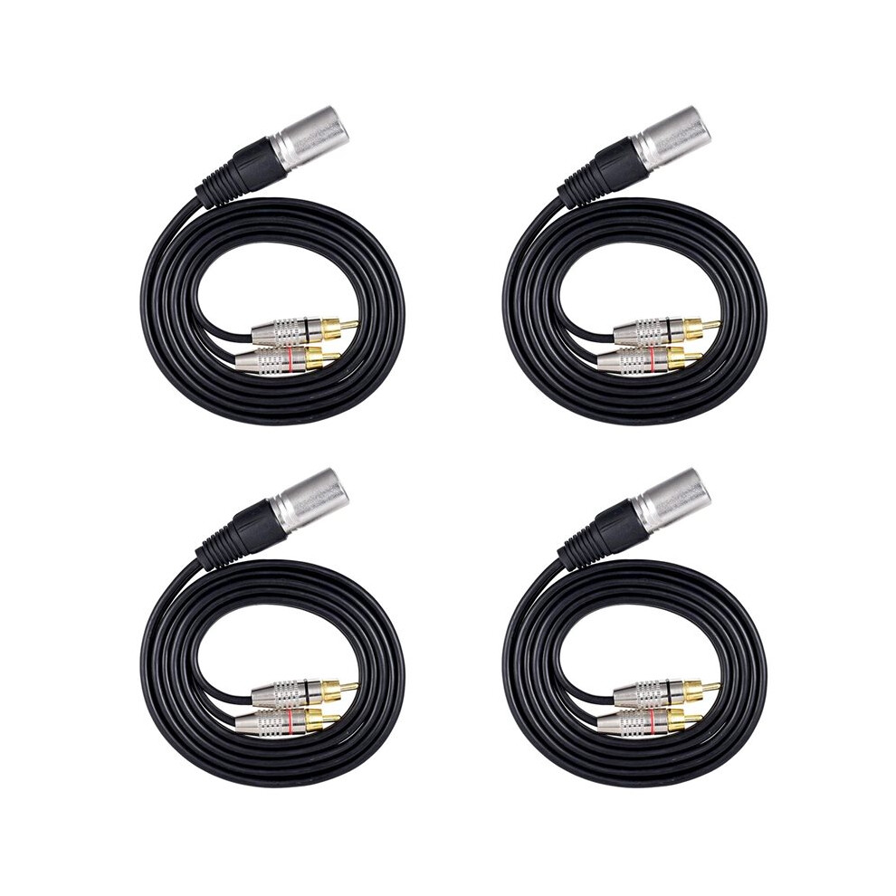 4X 1 Xlr Male To 2 Rca Male Plug Stereo Audio Cable Connector Y Splitter Cord(1.5M) 6034079227710