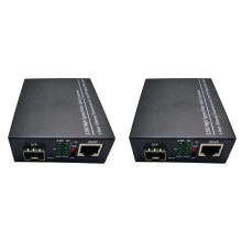2X 2.5G Fiber Optic Media Converter Gigabit SFP Transceiver 1000Mbps Compatible with Common E/GPON US Plug