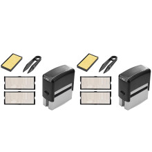 2X Self Inking Stamp Set Custom Personalised DIY Business Name Number Address Printing Rubber Stamp with Tweezers Kit