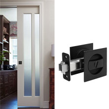 4X Cerradura para Puerta de Bolsillo, Herrajes para Puerta de Bolsillo Cuadrados de Privacidad ContemporáNeos en Negro Mate, Cerradura para Puerta de