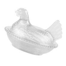 Plat Ă bonbons en plastique avec couvercle, poule sur- Clair