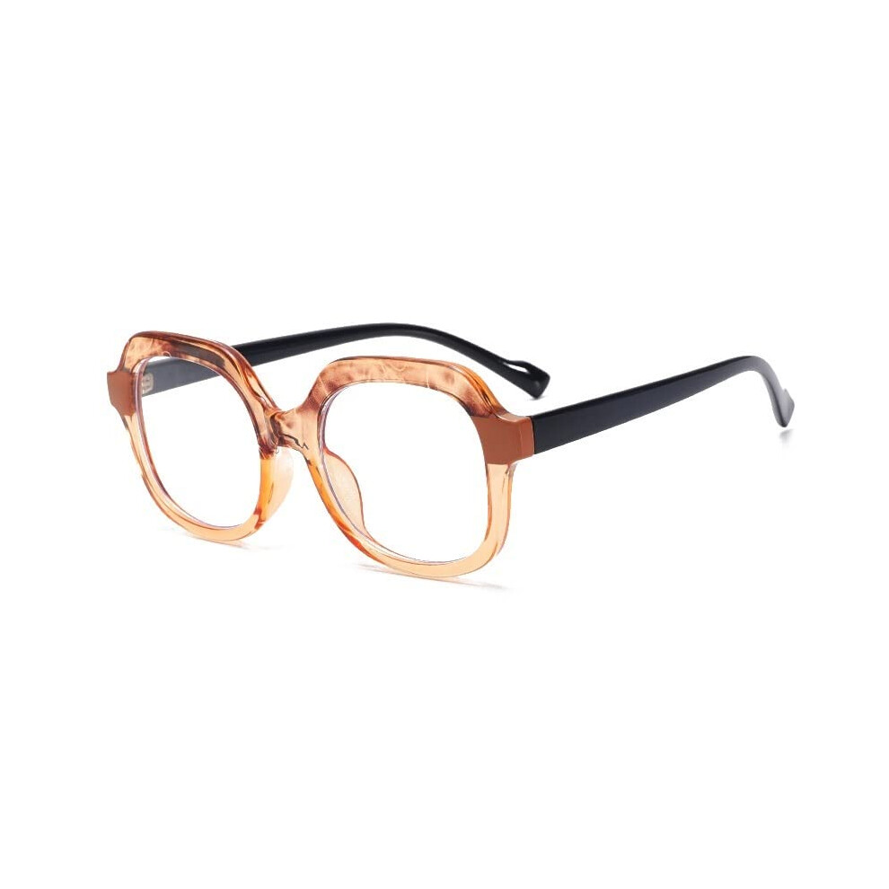Blue Light Blocking Reading Glasses +250 Tea Color Fashion Square Anti Glare Lens for Computer