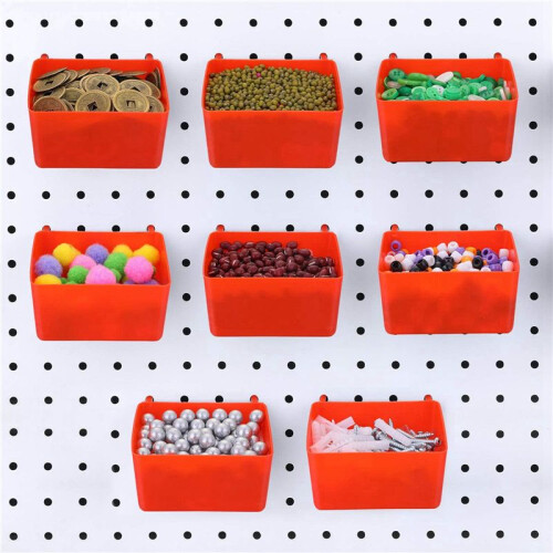 32 Pieces Pegboard Bins Kit Pegboard Parts Storage Pegboard Accessories Workbench Bins for Organizing Hardware(Red) 2