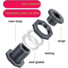 12x PVC Bulkhead Fitting 3/4 Inch with Plugs,Garden Hose Adapter with Clamp Kit,Water Tank Connector