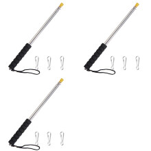 3pcs 9.8Ft Telescopic Flag Pole,Stainless Steel Handheld Portable Extendable Retractable Flagpole with Anti-Slip Grip