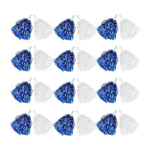 Handheld Cheerleader Pompoms with Mini Handle for-blue white