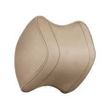 Leather Car Headrest Pillow and Lumbar Support Cushion for Fiat Stilo Croma Bravo Palio Uno, 1D Beige Exact Fit Design