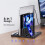 Vertical Laptop Stand Adjustable Width 6in1 Organizer SpaceSaving Dock for MacBook Tablet Black 3