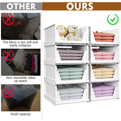 3X Stackable Wardrobe Storage Box Multi-Function Foldable Suitable for Wardrobe Storage Clothing Drawer Storage Box 2