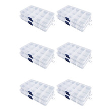 Boîte de Rangement en Plastique, Paquet de 12 Organisateur de Perles Transparentes pour Bijoux, Boucles D'Oreilles, Perles Artisanales (15 Grilles)