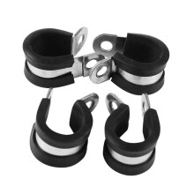4 Pcs Stainless Steel P Clips for 3D Printers, Rubber Lined Clamps for Secure Tube and Cable Management