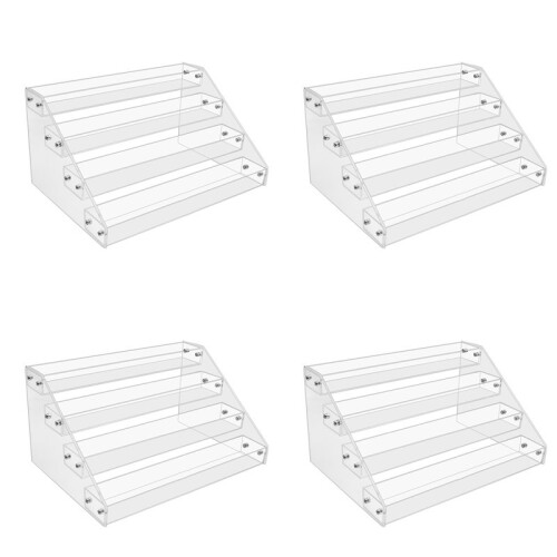 4X 4Tier Clear Acrylic CD Holder Cascading CD Storage Rack,DVD/CD Display Rack & Vinyl Record Storage Stand