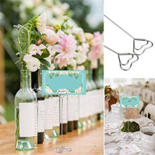 90 Pièces Séries Porte-Carte En Forme de Coeur Table Photo Support Fil de Table Support de Photo Clips de Menu Argent