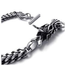 2X Men's Jewelry Bracelet Stainless Steel Dragon Biker Black-Silver