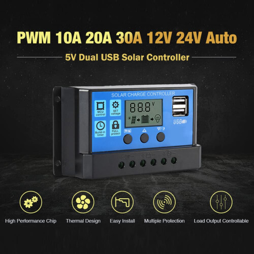 100A PWM Solar Charge Controller with LCD Display and Dual USB Outputs for Street Lighting Systems 2