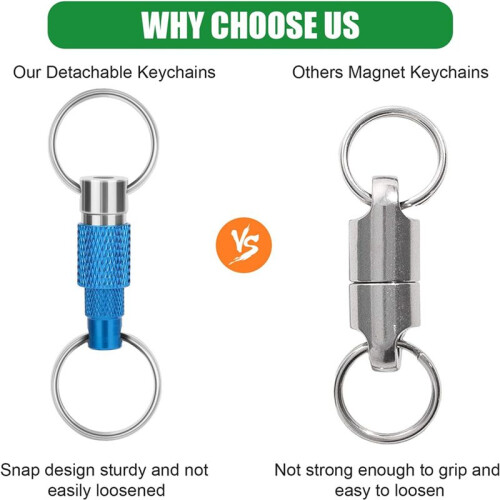 9pcs Quick Release Detachable Keychain, Double Rings Pull Apart Keychain, Spring Split Snap Seperate Keychain 1