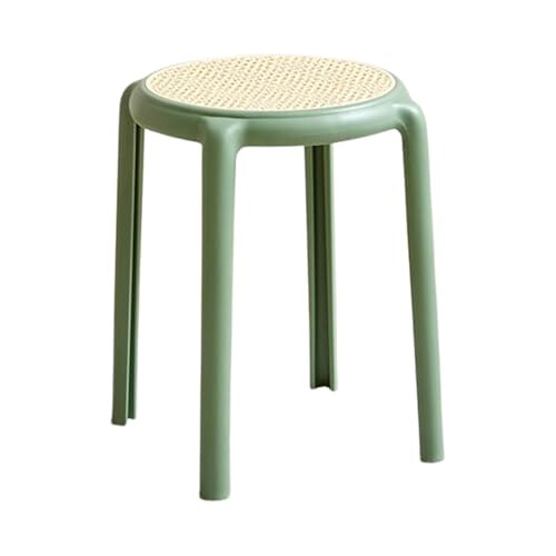 Plastic Stacking Stools Set of 2, Rattan Style Stackable Kitchen Stools for Dining Classroom, Compact Space Saving Design