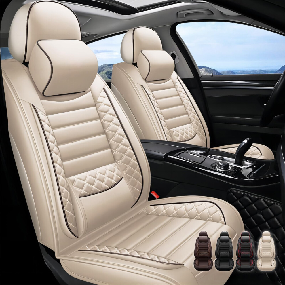 Front Seat Covers For Chevrolet Silverado 1500 Hybrid 2010Â2011 Waterproof Nappa Leather Custom Fit 2Pcs Beige 9330225045946