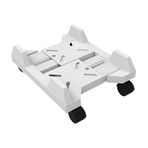 Adjustable Computer Tower Stand with Wheels Under Desk White CPU Holder for SpaceSaving and Smooth Mobility