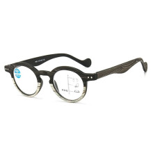 Reading Glasses for Men and Women +2.5 Black Round Progressive Multifocus Blue Light Blocking