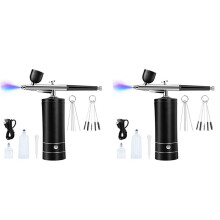 2X Airbrush Kit Uppladdningsbar SladdlöS Airbrush-Kompressor, 30PSI HöGtryck, BäRbar HandhåLlen Airbrush-Pistol, Airbrush-Set