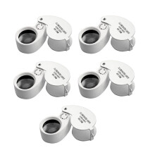 5pcs Lente de Vidro Lupa Joalheiro 40X 25Mm Lupa de Olho 2 Luzes Leds