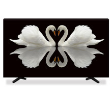 Linen TV Dust Cover 85 Inch Dustproof Thick Fabric Elastic Fit Decorative Printed Screen Protector