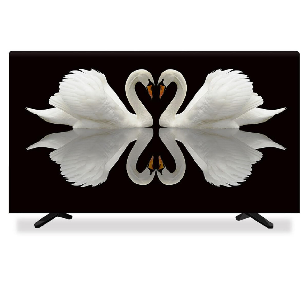 Linen Tv Dust Cover 85 Inch Dustproof Thick Fabric Elastic Fit Decorative Printed Screen Protector 9771547648451