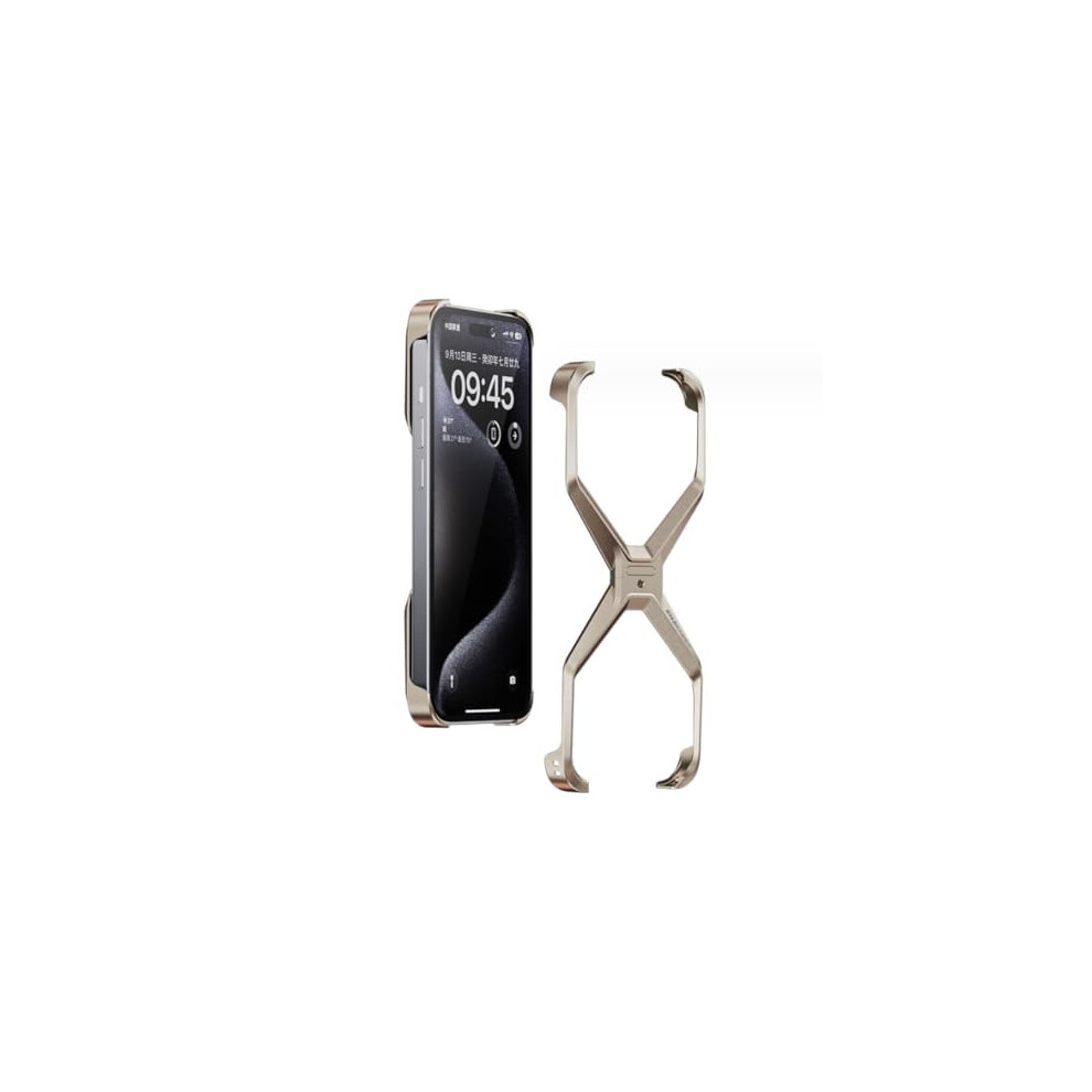 Case For Iphone 16 Pro Aluminum Rimless Shockproof X Type Armor Cover With Heat Dissipation Gray 9330225046042