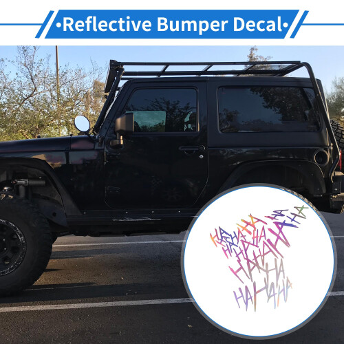 Reflective Car Sticker Multicolor Laser Hahaha Pattern Reflective Bumper Decal for Night Visibility 1