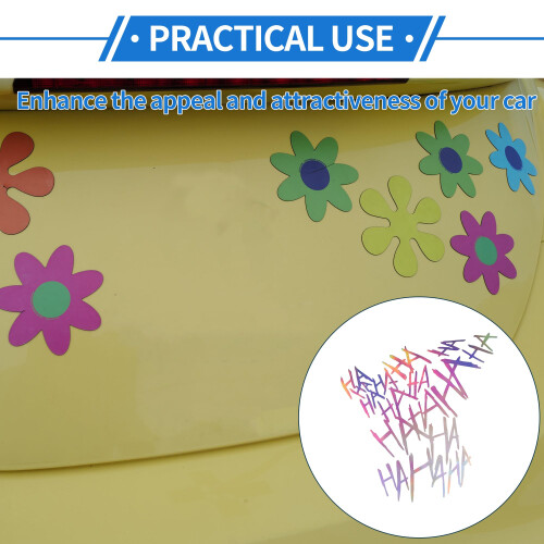 Reflective Car Sticker Multicolor Laser Hahaha Pattern Reflective Bumper Decal for Night Visibility 2