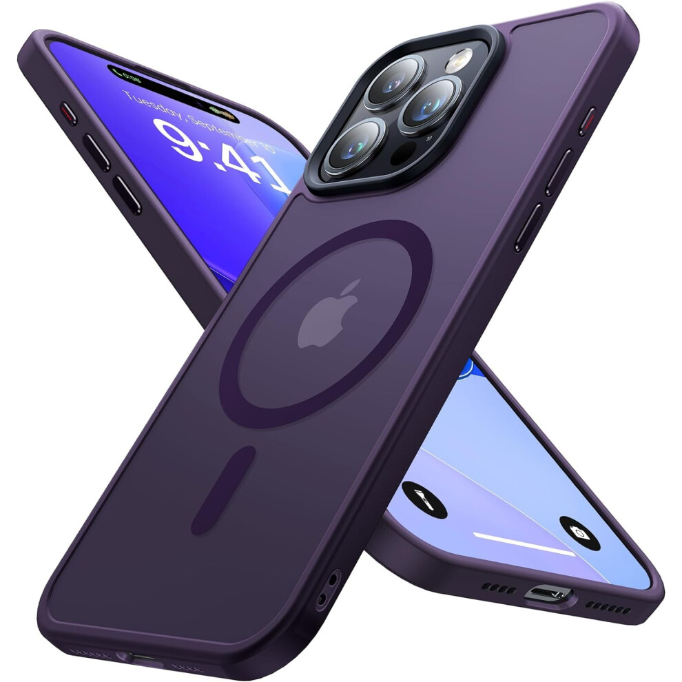 Strong Magnetic Slim Matte Case For Iphone 15 Pro, Compatible With Magsafe, Military-Grade Drop Tested, Deep Purple 9365509644041